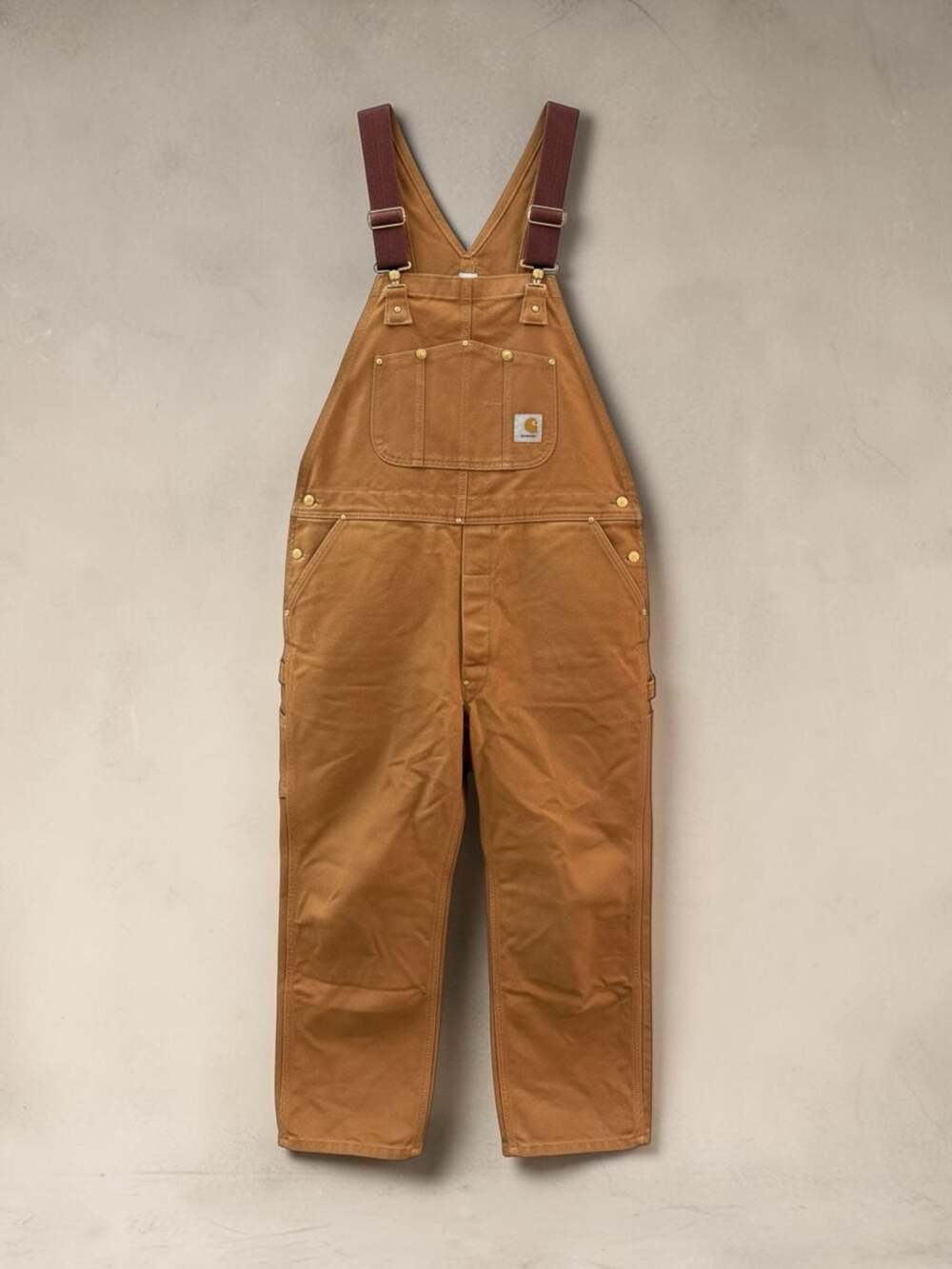 Carhartt Vintage Made in USA Duck Bib Overalls Brown 44x34